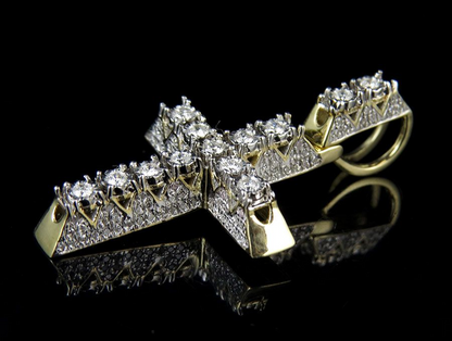 10k Lab Grown Diamond Solitaire 3D Miracle Cross Pendant