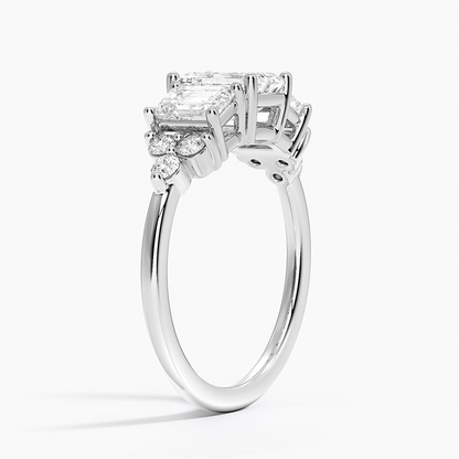 1Ct Emerald Lab Grown Diamond Gold Cluster Diamond Ring