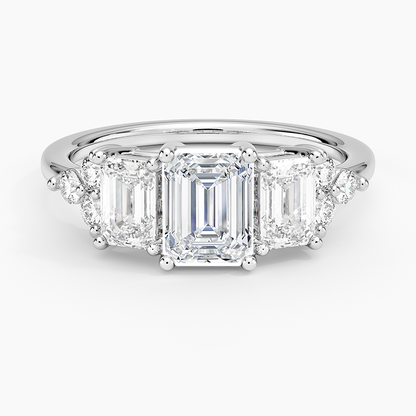 1Ct Emerald Lab Grown Diamond Gold Cluster Diamond Ring