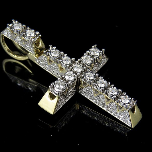 10k Lab Grown Diamond Solitaire 3D Miracle Cross Pendant