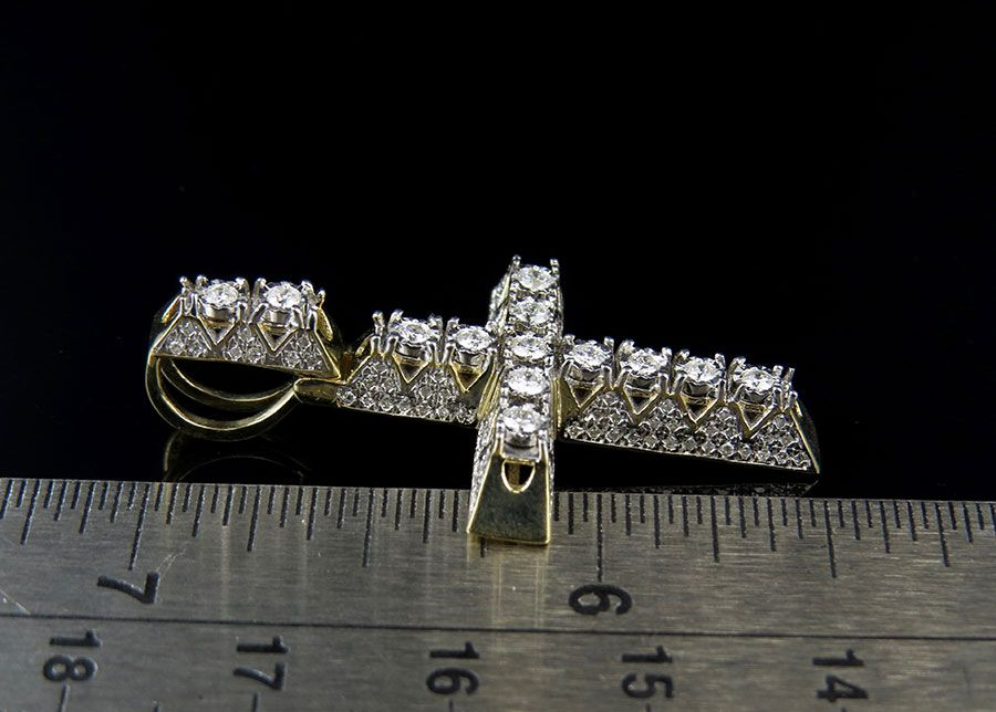 10k Lab Grown Diamond Solitaire 3D Miracle Cross Pendant