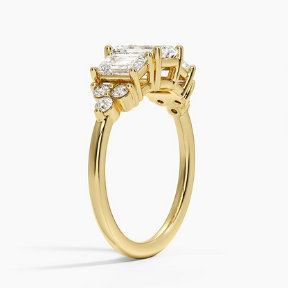 1Ct Emerald Lab Grown Diamond Gold Cluster Diamond Ring