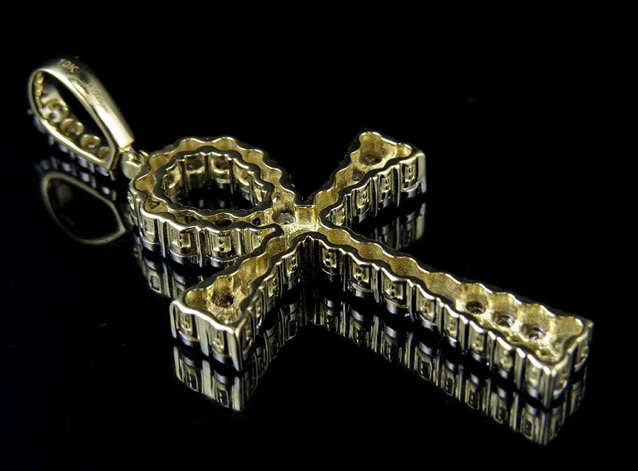2 Inch 14k Lab Grown Diamond Flared Ankh Cross Pendant