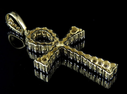 2 Inch 14k Lab Grown Diamond Flared Ankh Cross Pendant