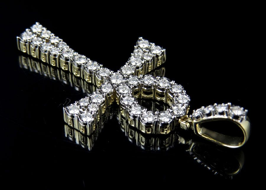 2 Inch 14k Lab Grown Diamond Flared Ankh Cross Pendant