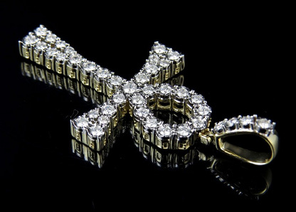 2 Inch 14k Lab Grown Diamond Flared Ankh Cross Pendant
