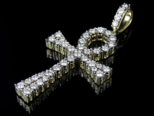 2 Inch 14k Lab Grown Diamond Flared Ankh Cross Pendant