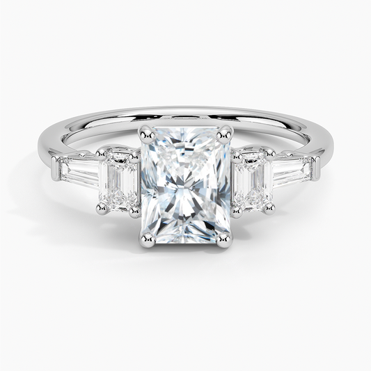 11/4Ct Radiant Lab Grown Diamond Gold Five Stone Diamond Ring