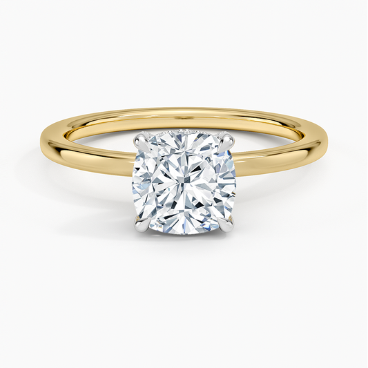 11/2Ct Cushion Lab Grown Diamond Two Tone Solitaire Ring