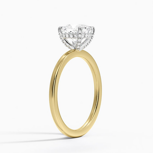 11/2Ct Cushion Lab Grown Diamond Two Tone Solitaire Ring
