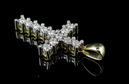 10K 1.2 Inch Lab Grown Diamond Prong Cross Pendant