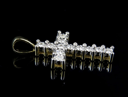 10K 1.2 Inch Lab Grown Diamond Prong Cross Pendant