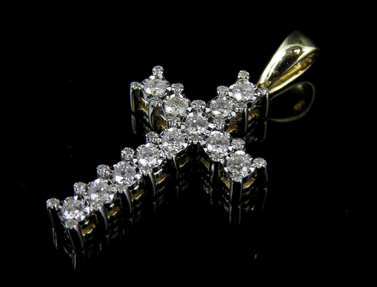 10K 1.2 Inch Lab Grown Diamond Prong Cross Pendant