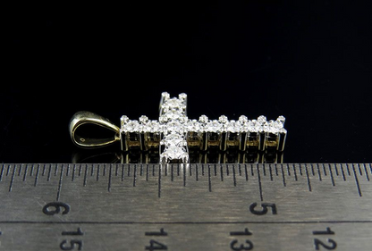 10K 1.2 Inch Lab Grown Diamond Prong Cross Pendant