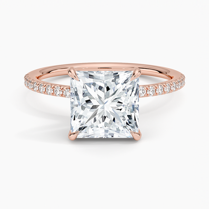 2Ct Princess Lab Grown Diamond Hidden Halo Engagement Ring
