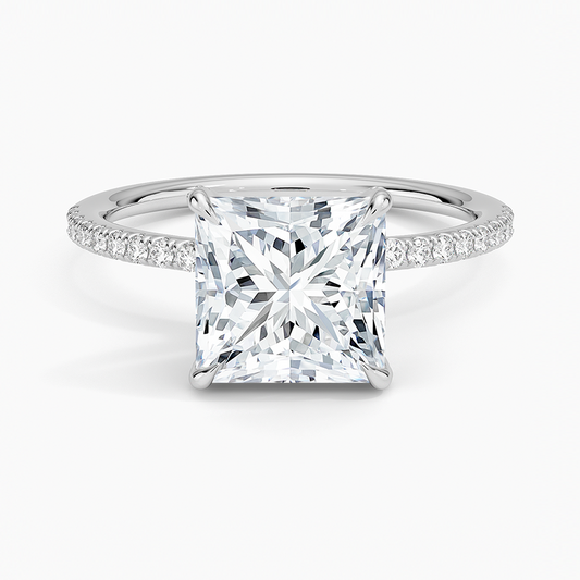 2Ct Princess Lab Grown Diamond Hidden Halo Engagement Ring