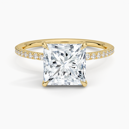 2Ct Princess Lab Grown Diamond Hidden Halo Engagement Ring