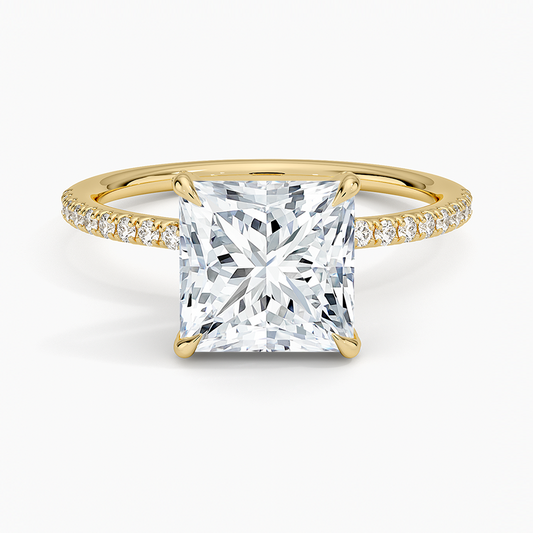 2Ct Princess Lab Grown Diamond Hidden Halo Engagement Ring