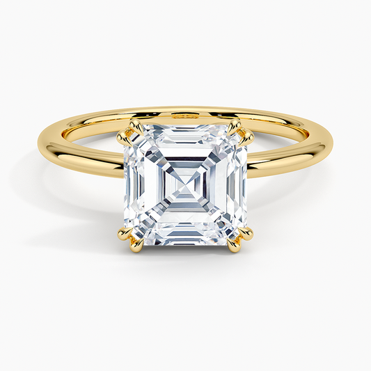 2Ct Asscher Lab Grown Diamond Double Prong Solitaire Ring