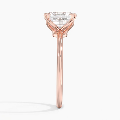 2Ct Asscher Lab Grown Diamond Double Prong Solitaire Ring