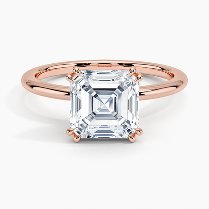 2Ct Asscher Lab Grown Diamond Double Prong Solitaire Ring