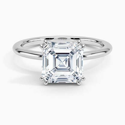 2Ct Asscher Lab Grown Diamond Double Prong Solitaire Ring