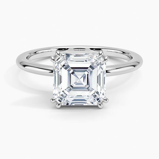 2Ct Asscher Lab Grown Diamond Double Prong Solitaire Ring