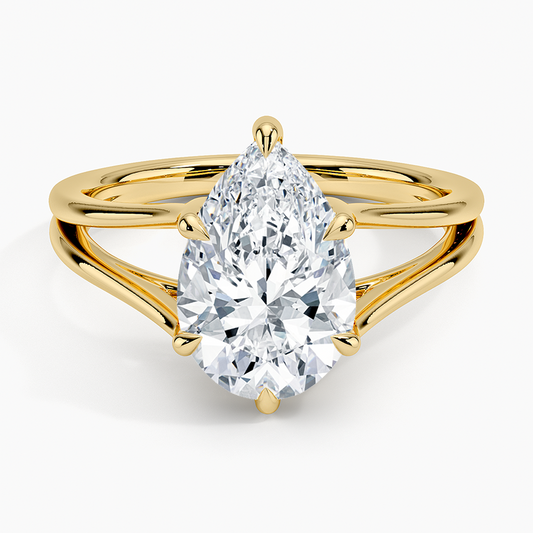 21/2Ct Pear Lab Grown Diamond Split Shank Solitaire Ring