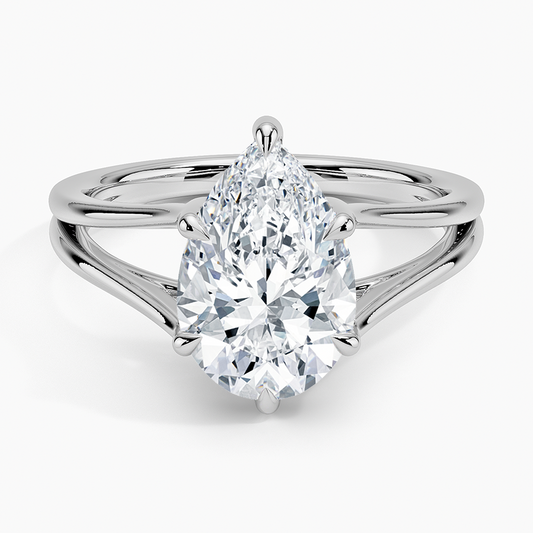 21/2Ct Pear Lab Grown Diamond Split Shank Solitaire Ring