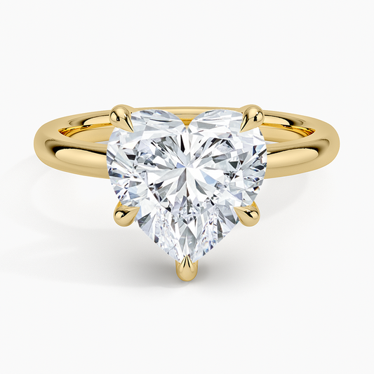 3Ct Heart Lab Grown Diamond Gold 2mm Six-Prong Solitaire Ring