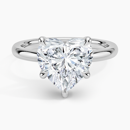 3Ct Heart Lab Grown Diamond Gold 2mm Six-Prong Solitaire Ring