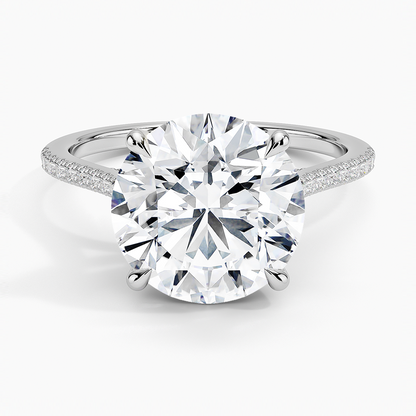 4Ct Round Lab Grown Diamond Hidden Halo Engagement Ring