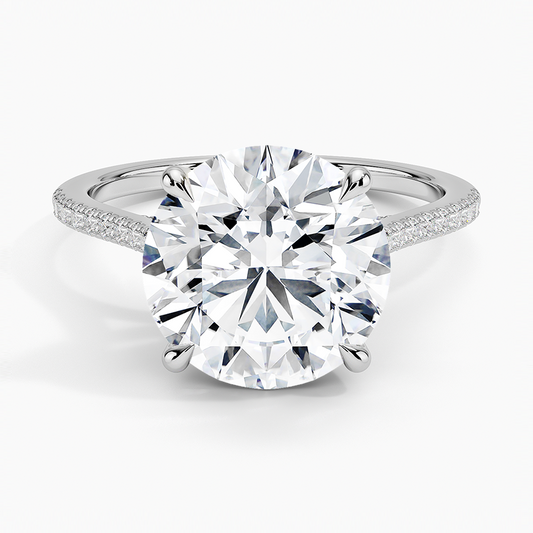 4Ct Round Lab Grown Diamond Hidden Halo Engagement Ring