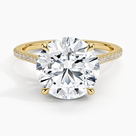 4Ct Round Lab Grown Diamond Hidden Halo Engagement Ring