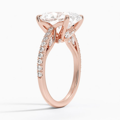 5Ct Oval Lab Grown Diamond Tulip Engagement Ring