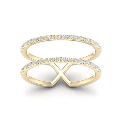 0.23Ctw Lab Grown Diamond Two Row Band