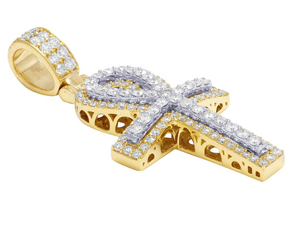 10K Two Tone Lab Grown Diamond Egyptian Ankh Pendant
