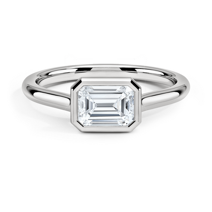 3/4CT Emerald Lab Grown Diamond East-West Bezel Gold Solitaire Ring