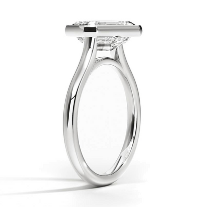 3/4CT Emerald Lab Grown Diamond East-West Bezel Gold Solitaire Ring