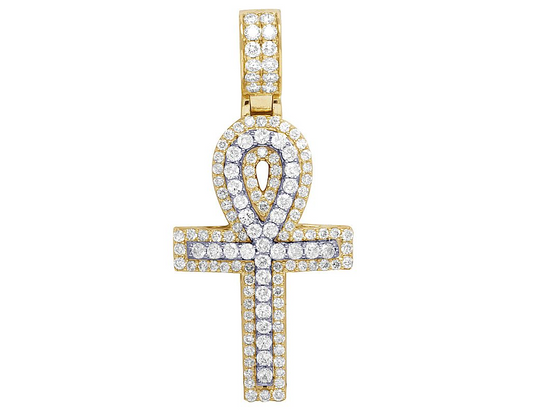 10K Two Tone Lab Grown Diamond Egyptian Ankh Pendant
