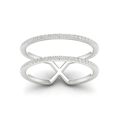 0.23Ctw Lab Grown Diamond Two Row Band