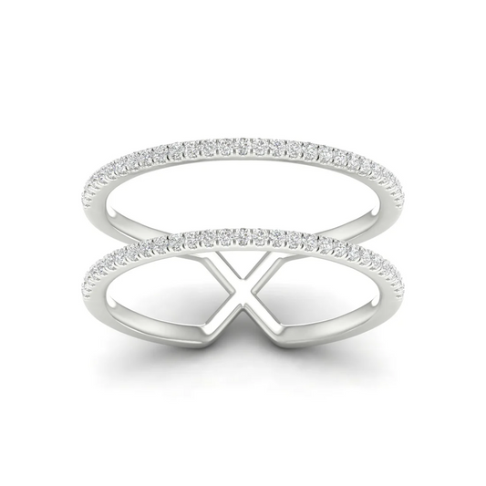 0.23Ctw Lab Grown Diamond Two Row Band