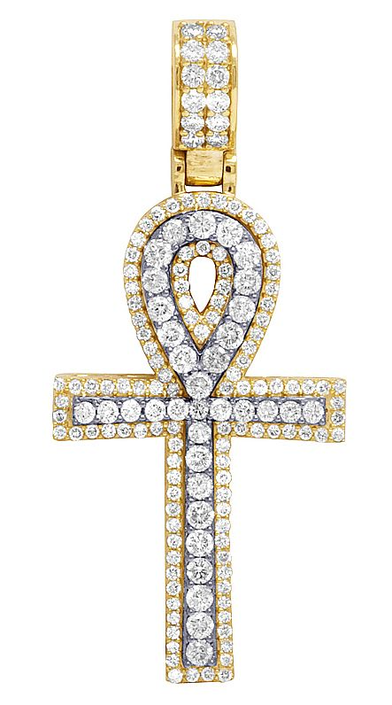 10K Two Tone Lab Grown Diamond Egyptian Ankh Pendant