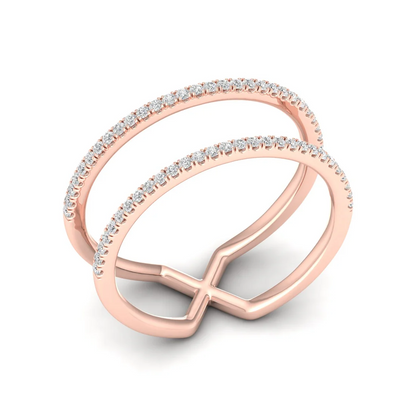 0.23Ctw Lab Grown Diamond Two Row Band