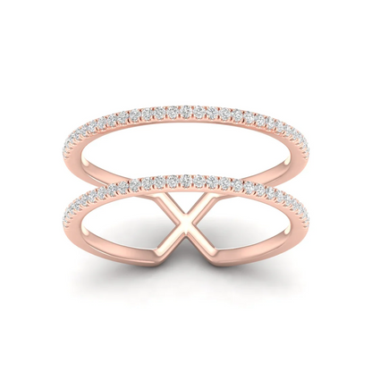 0.23Ctw Lab Grown Diamond Two Row Band