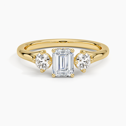 1/2Ct Emerald Lab Grown Diamond Three Stone Diamond Ring