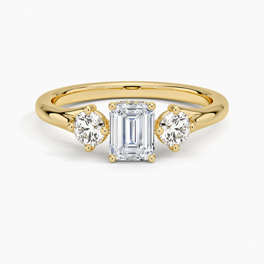1/2Ct Emerald Lab Grown Diamond Three Stone Diamond Ring