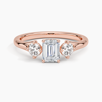 1/2Ct Emerald Lab Grown Diamond Three Stone Diamond Ring