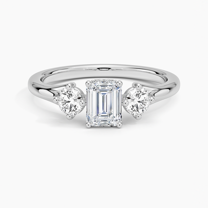 1/2Ct Emerald Lab Grown Diamond Three Stone Diamond Ring