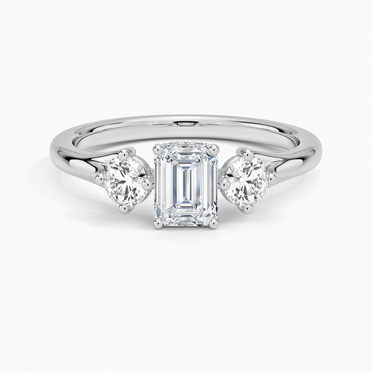 1/2Ct Emerald Lab Grown Diamond Three Stone Diamond Ring